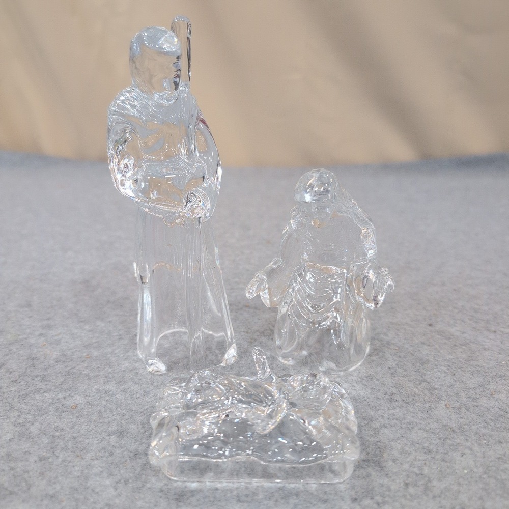 Cristal d'Arques France Lead Crystal 3 Piece Nativity Set Mary Joseph Jesus 1994 - Picture 1 of 7